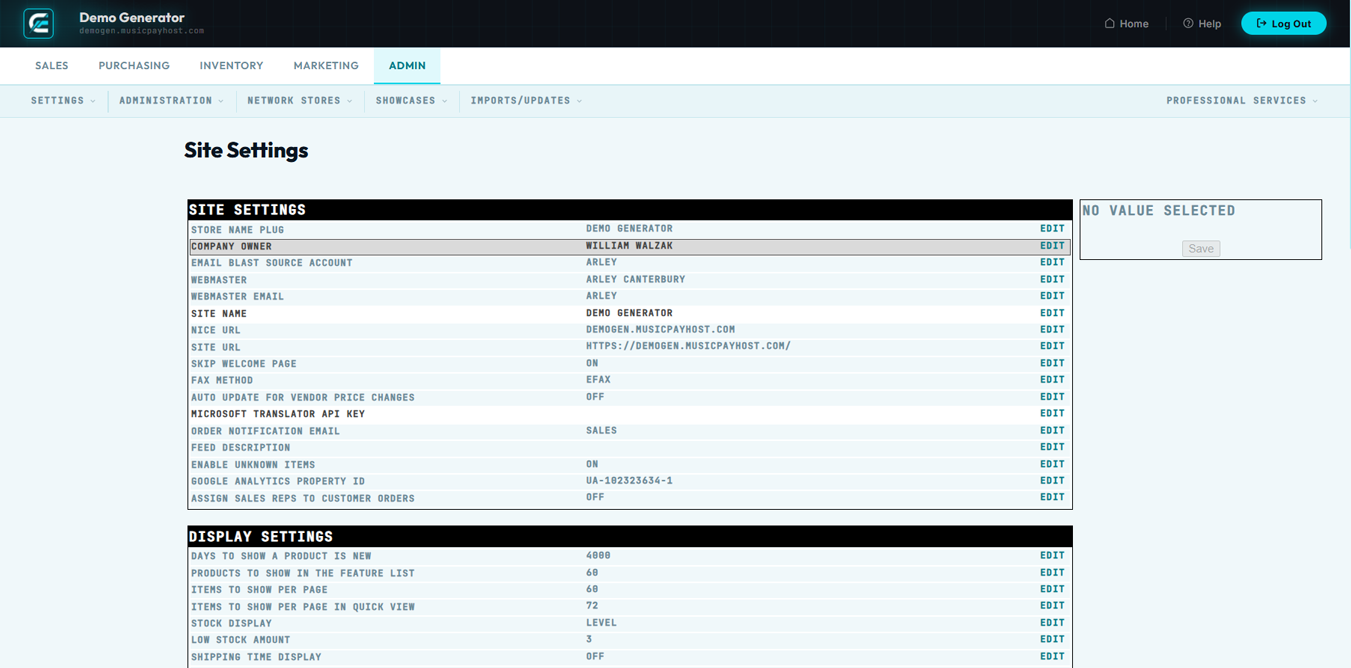 Admin Settings Overview