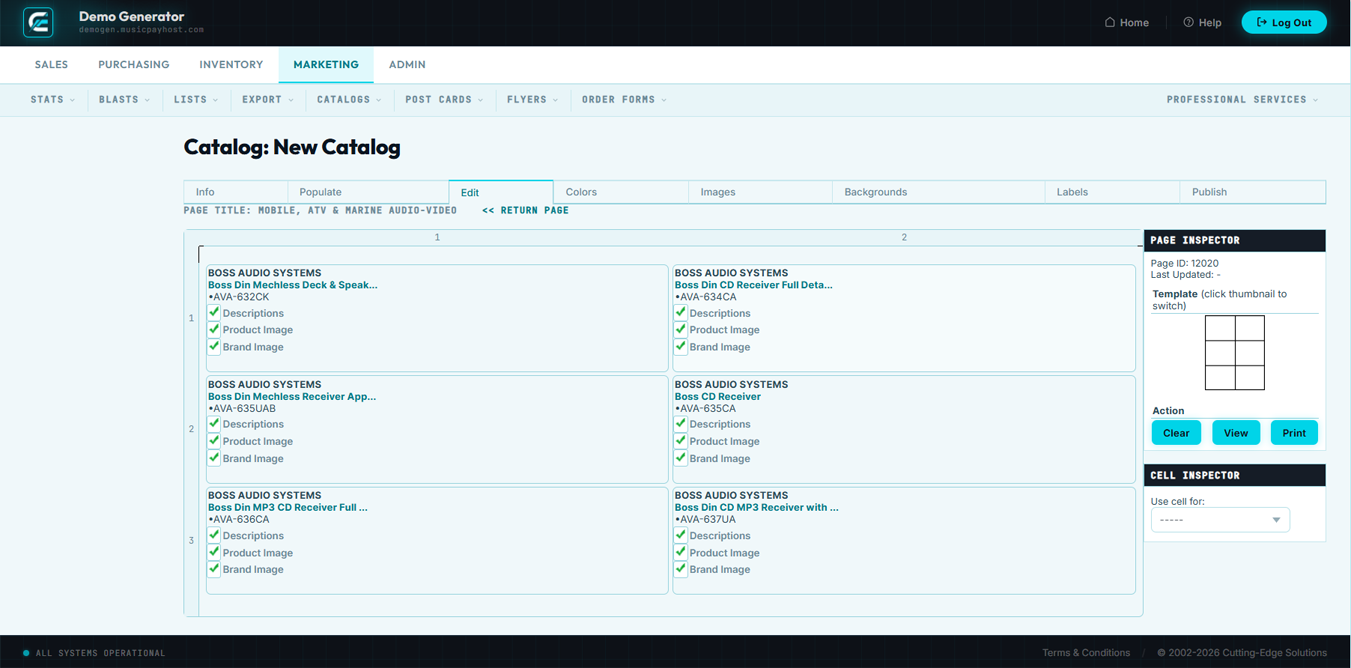 Edit Catalog page