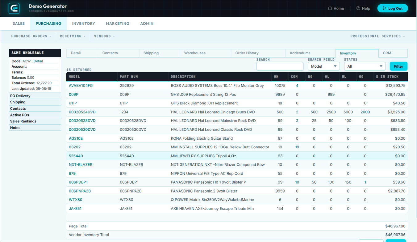 Vendor Items